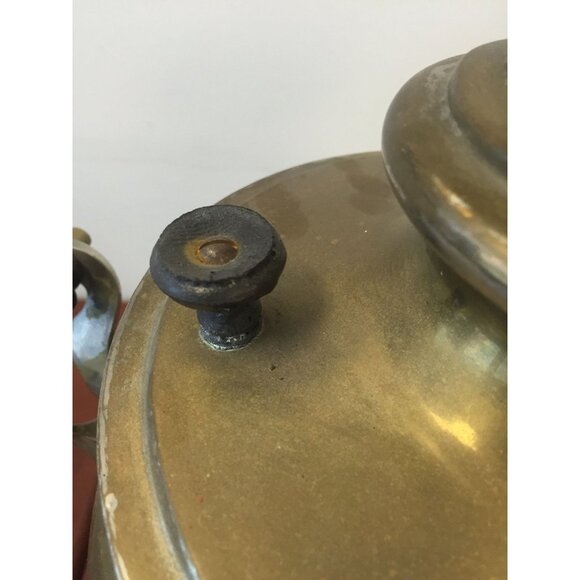 Antique Vintage Russian Brass Samovar Wood Handles Peacock Rooster Spout - Picture 6 of 10